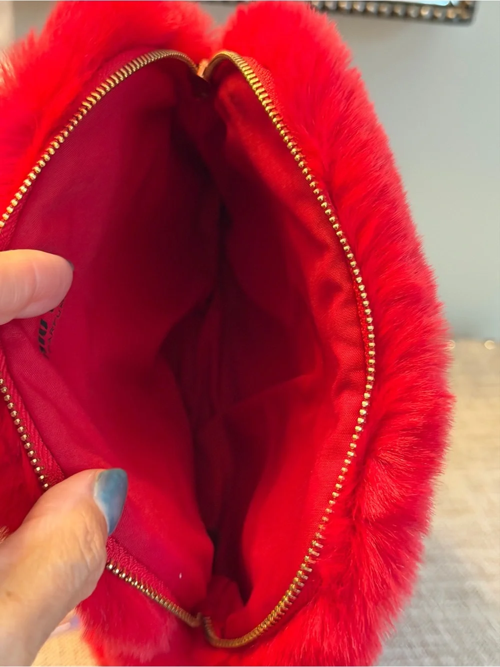 Miu Miu Parfum Red Faux Fur Cosmetic Pouch